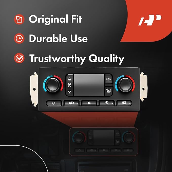 A-Premium Automatic Climate Control Module A/C & Heater Control Panel Compatible with Chevy, GMC & Cadillac - 2005 2006 2007 Silverado 1500, Sierra 1500, Tahoe, Yukon - with Rear Window Defogger
