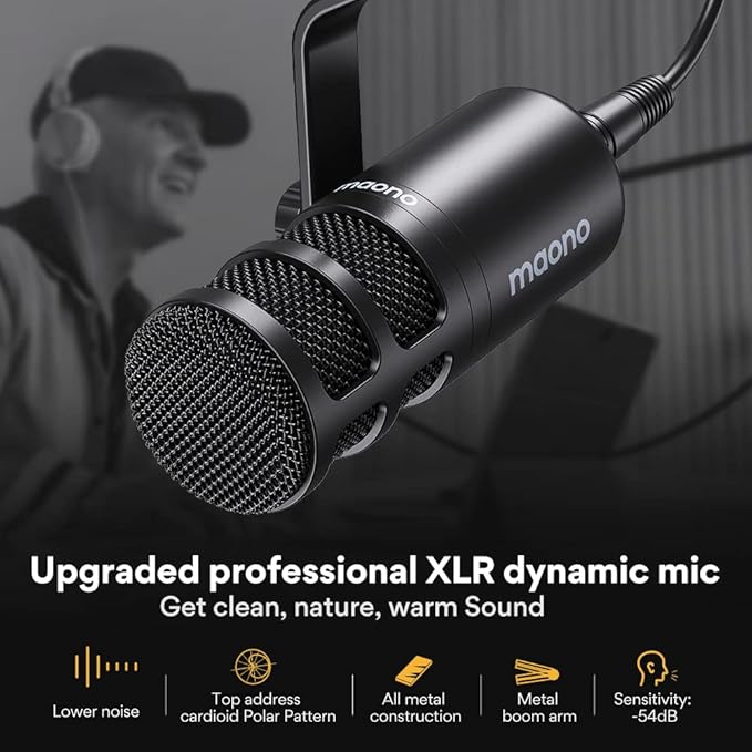 MAONO USB Audio Interface for PC: Interface with XLR Input 24-bit/192kHz Routing Software LOOPBACK ASIO Driver for Recording Music, Home-Studio, Guitar, Podcast, Streaming, DAW(PS22 Lite+PD100S)