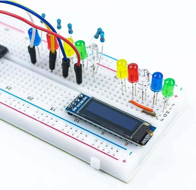 Hosyond 5 Pcs 0.91 Inch I2C IIC OLED Display Module OLED Screen DC 3.3V~5V Compatible with Arduino Raspberry PI (Blue Display Color)