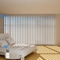 Blindify Motorized Vertical Blinds, Light Filtering Sliding Door Shades Vertical Shades Remote Control Customize, Pure White