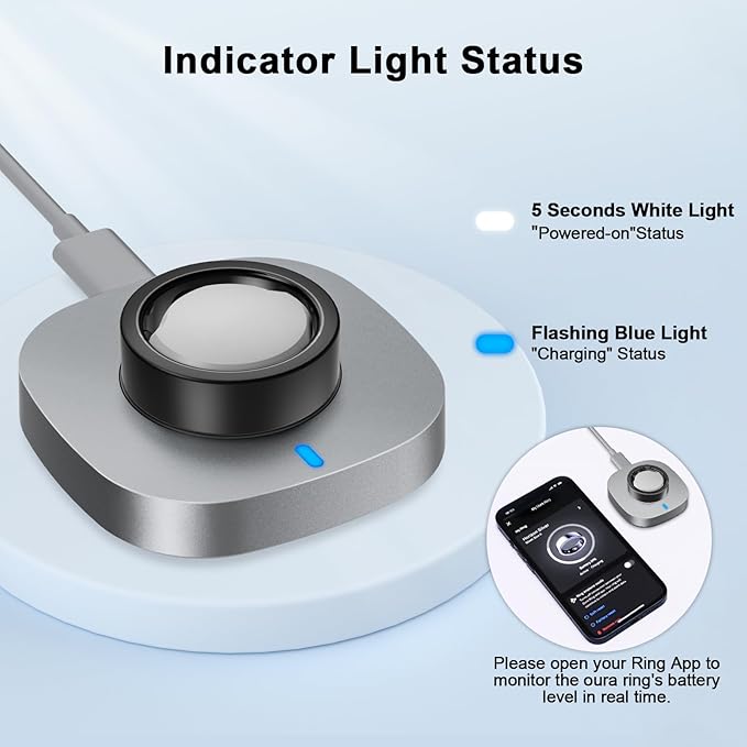 ZOOROO Charger Compatible with Oura Ring Gen 3 Size 8, Fast Charging Dock with USB-C Cable