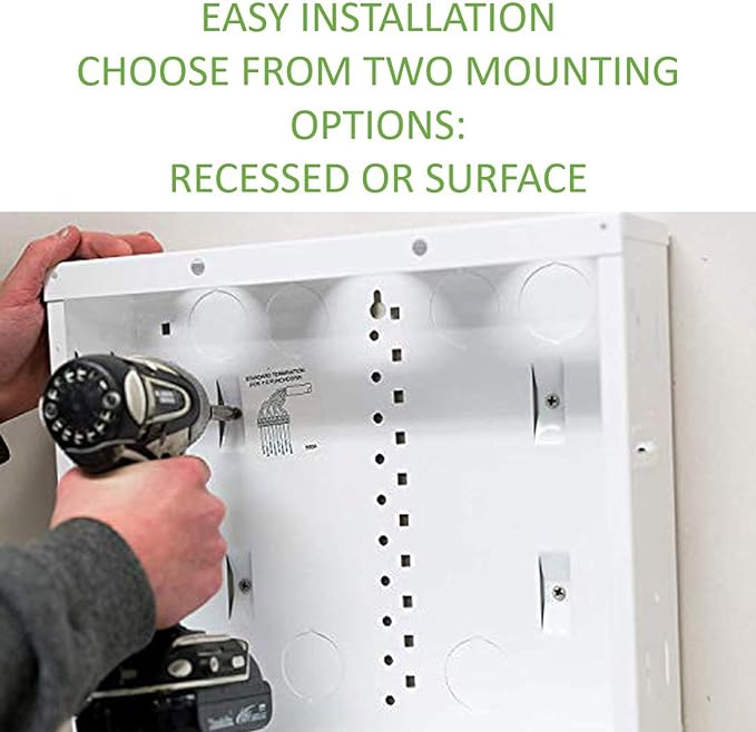 On-Q 28" Structured Media Enclosure with Hinged Cover Lock, 20 Gauge CRS, Flush or Surface Mount