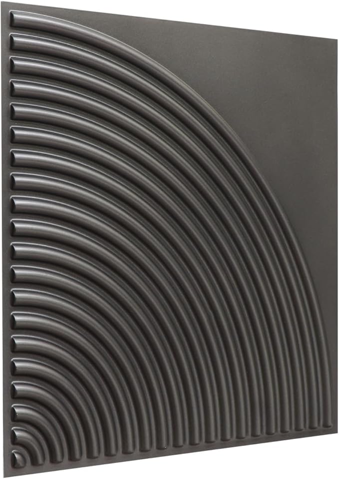 From Plain To Beautiful In Hours 9002 Arc Swell PVC 12 in x 12 in Peel and Stick Wall Panels (Covers / 10 sq.ft), Metallic Grey, 10 Piece