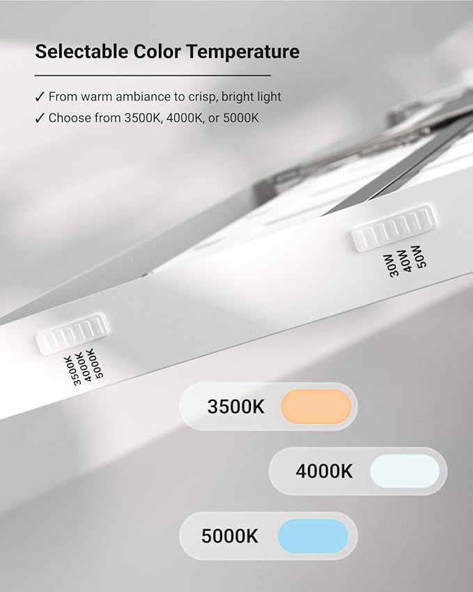 Sunco 1x4 LED Flat Panel Light, Dual Selectable CCT 3500K/4000K/5000K & Selectable Wattage 30W/40W/50W, 5700LM, 0-10V Dimming, Matte White Drop Ceiling Fixture - UL, DLC