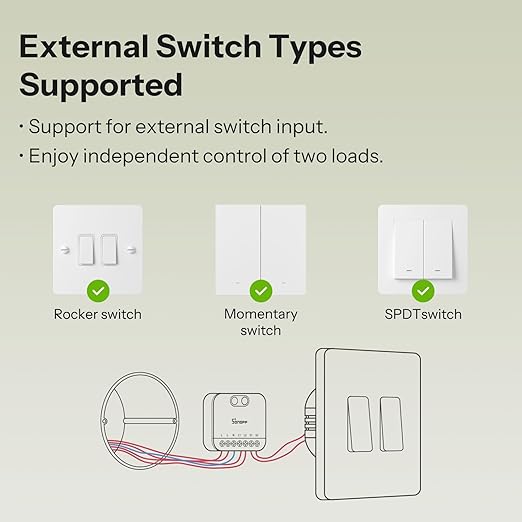 SONOFF MINI Duo 2 - Channel Zigbee Smart Switch, Zigbee 3.0 Enabled, 16A Total Load, Compact for Standard Boxes, Remote & Automated Control via Zigbee Hub