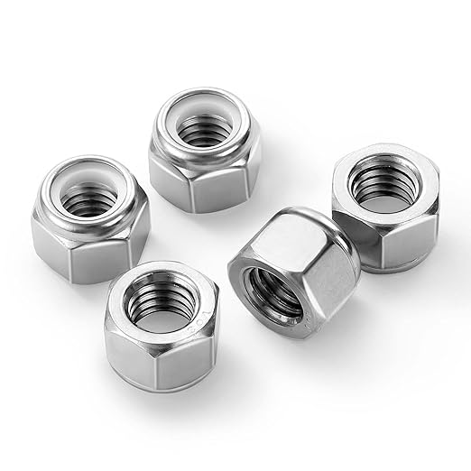MewuDecor #6 32 Nylon Insert Hex Lock Nuts Locknuts, 304 Stainless Steel 18-8, Bright Finish, 100 PCS