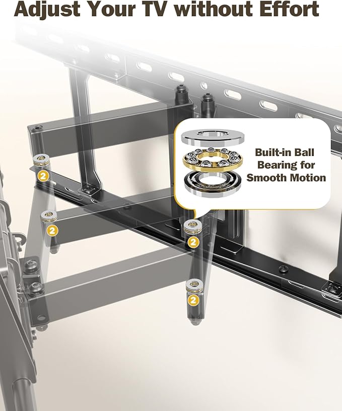 Mounting Dream UL Listed Full Motion TV Wall Mount for Most 42-84'' TVs, TV Mount with Premium Ball Bearing Design for Smooth Extension and Swivel, Max VESA 600x400mm, 100LBS, Up to 24'' Wood Stud