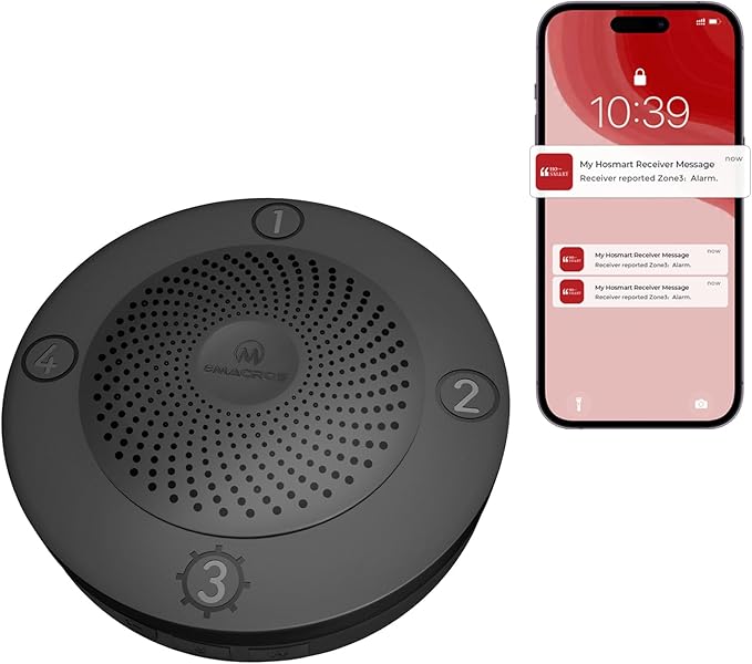 Emacros Pairable 1/2 Mile Long ReMACROS Pro 3 Driveway Alarm with Phone App - Solar Wireless Driveway Alarm (1 Receiver)
