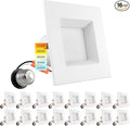 LUXRITE 16 Pack 4 Inch Square Recessed LED Can Lights, CCT Color Temperature Selectable 2700K | 3000K | 3500K | 4000K | 5000K, Dimmable Recessed Lights, 750 Lumens, CRI 90, Energy Star, Wet Rated