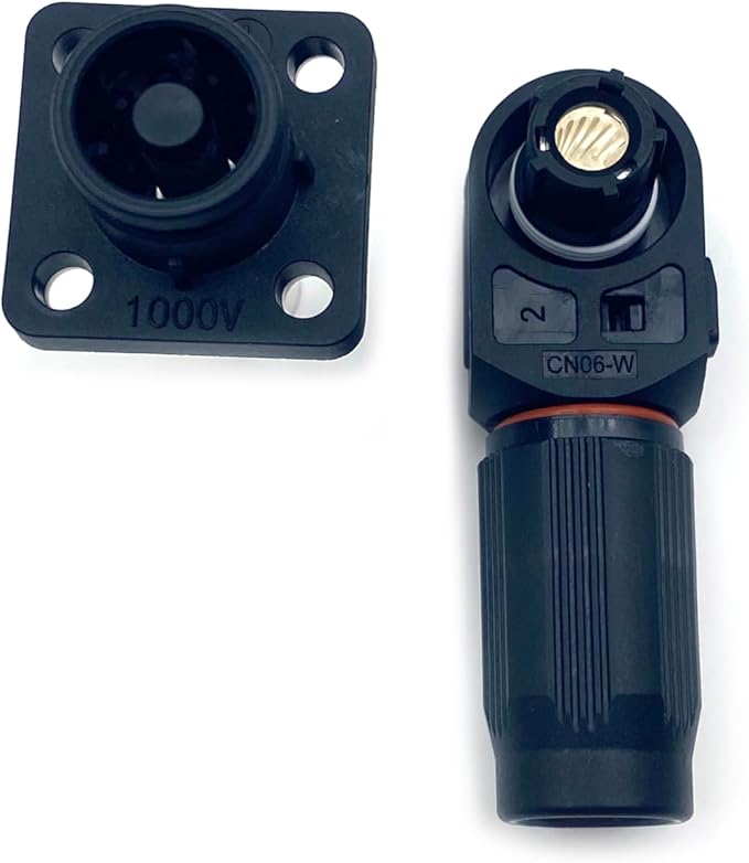 1 Set Battery Energy Storage Connector, 200A High Current Connectors Quick Plug Terminal Black Right Angle Plug and Socket IP67 Waterproof Power Adapter Crimping 50mm² Wiring (1500V)