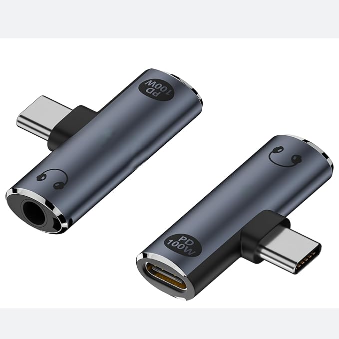 Mizi 2025 Upgraded USB-C to 3.5mm Headphone & Charger Adapter – 2-in-1 Type-C Audio Dongle with Hi-Res DAC & Fast Charging – Compatible with iPhone 16/15, Galaxy S25/S24, Pixel, iPad - Grey