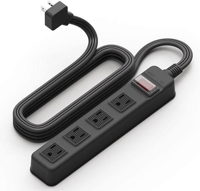 S.O.V Splashproof IPX4 Power Strip, Patented Zero-Current Auto Shut Off, ETL Listed, 4-Outlet Flat Plug, Black, 5ft Cord