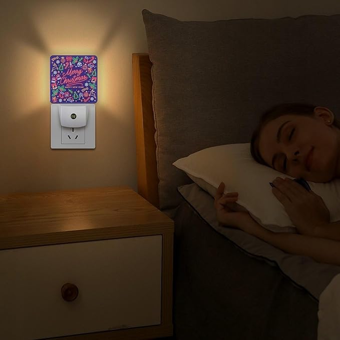 YKJAHSD Merry Chrismas Night Light, Plug into Wall Decor Nightlights for Bedroom, Bathroom, Hallway, Kitchen, with Dusk to Dawn Light Auto Sensors LED Night Lights for Boys Girls Women Men Room Gifts