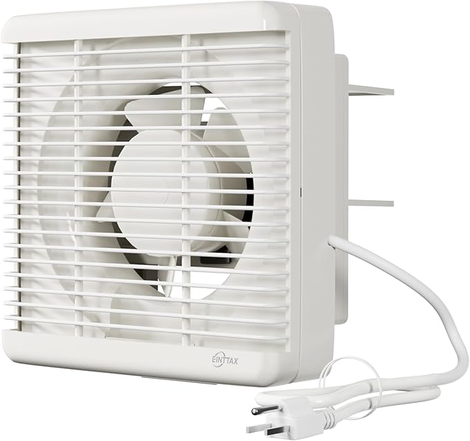 EINTTAX 8 Inch Wall Mounted Shutter Exhaust Fan with Automatic Shutter, 177 CFM Quiet Powerful Plug in Wall Exhaust Fan, Window Extractor Ventilation Fan for Bathroom, Attic, Garage, Shed, 25W, White