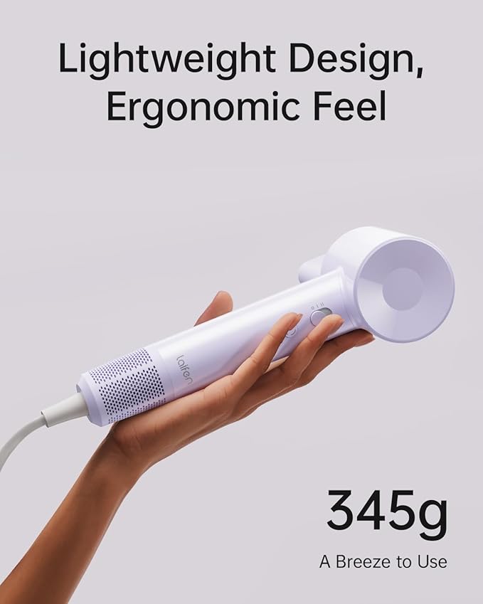 Laifen SE Lite Hair Dryer, Negative Ionic Blow Dryer with 100,000 RPM Brushless Motor for Fast Drying, High-Speed Low Noise Thermo-Control Hair Dryer with Lightweight Design and 2 Nozzles