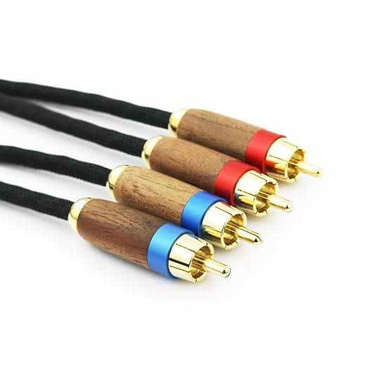 NewFantasia Audiophiles 2RCA Male to 2RCA Male Stereo Audio Cable HiFi System Interconnect Cable 6N OCC Copper Silver Plated Cord Walnut Wood Shell 2 RCA to 2 RCA 5m 16ft