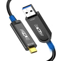 GeoHN.G USB A to USB C Fiber Optic Cable 15M/50FT, USB 3.2 10Gbps Long Distance Data Transfer USB C Extension Cable for VR, Camera, Mini PC, Laptop, Webcam, Printer and More