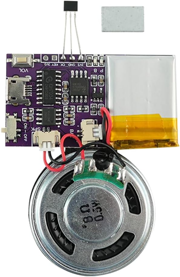 Voice Module,MP3 Music Sound Chips, 16MB Sound Module for Crafts, Christmas, New Year Greeting Cards, Box with Speaker Lithium Battery Powered and USB Cable. (JR-JX7004-Magnet-2P)