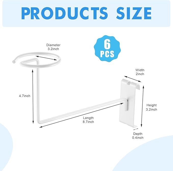 Blulu 6 Pcs Hat Displayer for Gridwall, Metal Hat Helmet Rack Retail Store Display Shelves Organizer Cap Rack Wall Fixtures Gridwall Hooks Accessories for Craft Show Garage (White)