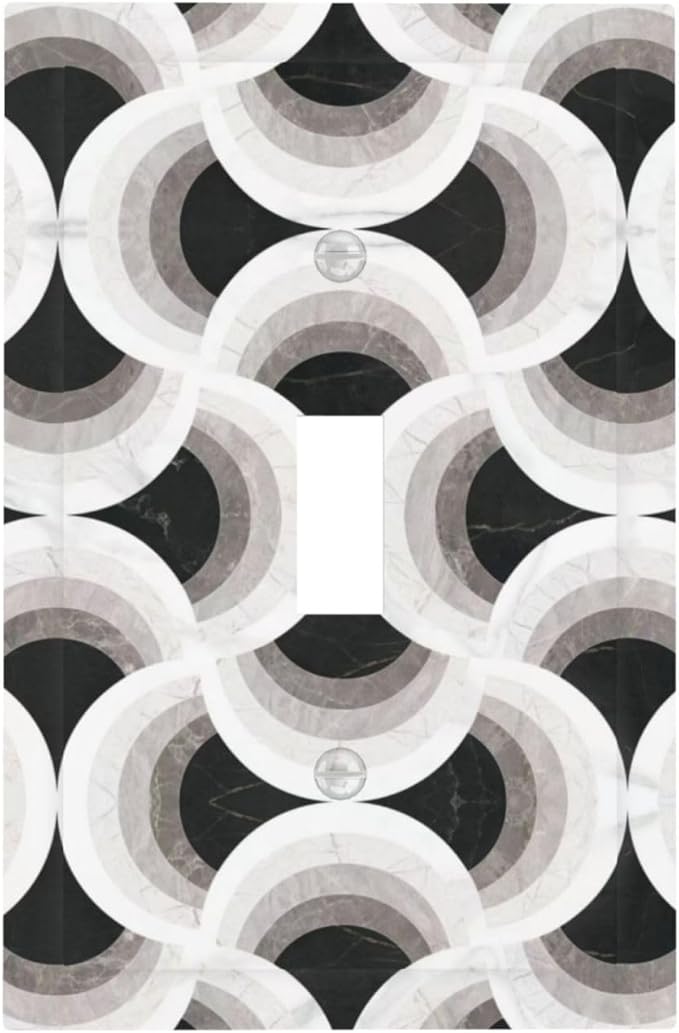 Bvtewkhz Black/White Art Marble 1 Gang Single Toggle Decorative Light Switch Covers Electrical Faceplate Switch Plates for Bathroom Kitchen Home