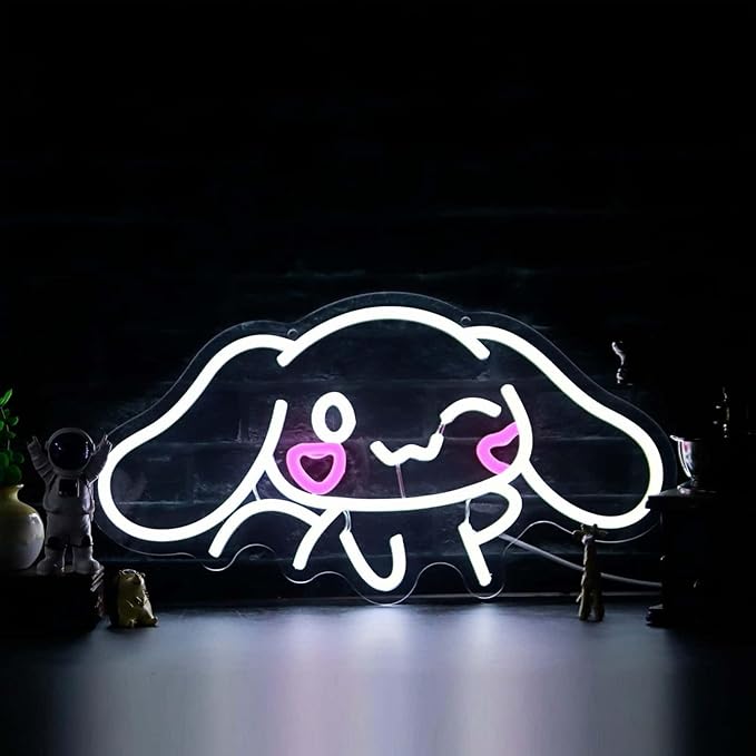THIIXDAI Cinnamoroll Neon Sign for Room Decor, USB Powered LED Lights with Dimmable, Japanese Cartoon Dog Neon Signs, Cute Night Light Gifts for Children (16.1"L x 9.1"W)