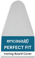 Encasa XO Ironing Board Cover and Pad 49"x18" - 4mm Felt & 2mm Foam Metallized Silver Iron Board Cover with Padding - Heat & Scorch Resistant, Non Slip, Bungee Elasticated, 3 Fasteners Silver Luxury