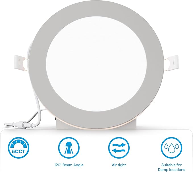 INFIBRITE 6 in Slim Recessed LED Downlight with Night Light 5CCT Selectable White New Construction 12 Watt 1050LM Triac Dimmable 6 Pack