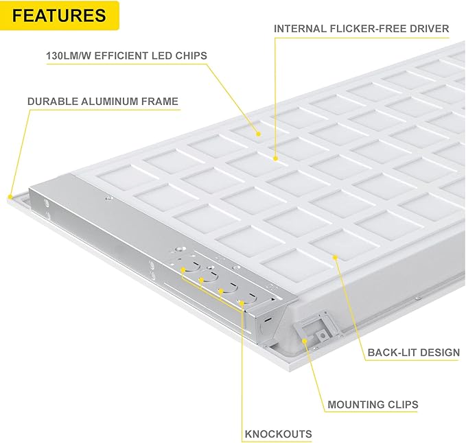 NUWATT 4 Pack 1x4 LED Panel for Drop-in Ceiling, 40W, 3000K Warm White, Super Bright 4400LM, 0-10V Dimmable Flat Backlit Lay in Fixture, Flicker Free Office Lights, 120V-277V, ETL Listed