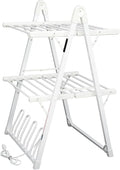 SHARNDY Electric Heated Clothes Drying Rack,Foldable Heated Garment Dryer with Timer Shut-Off Laundry Rack for Clothes Shoes Socks,Aluminum Alloy,White,Plug & Play,(39.37x25.98x23.82in)