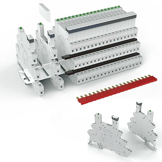 UL Listed 2Pcs Electromagnetic Relay for PLC;24V Relay Din Rail; 24VDC and 24VAC Both; SPDT with Push in Socket 6A 250VAC No Screw