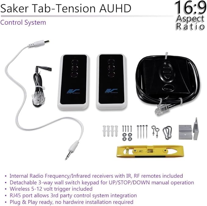 Elite Screens Saker Tab-Tension AcousticProUHD RC1 Kit, Acoustically Sound Transparent Projector Screen, SKT150UH2-E12-AUHD
