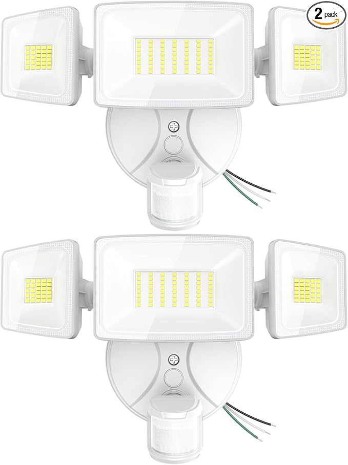 Onforu 2 Pack 75W LED Motion Sensor Outdoor Lights, 7000LM Dusk to Dawn Outdoor Lighting, 6500K Motion Detector Flood Light, IP65 Waterproof Hardwired LED Security Light for Yard Garage(White)