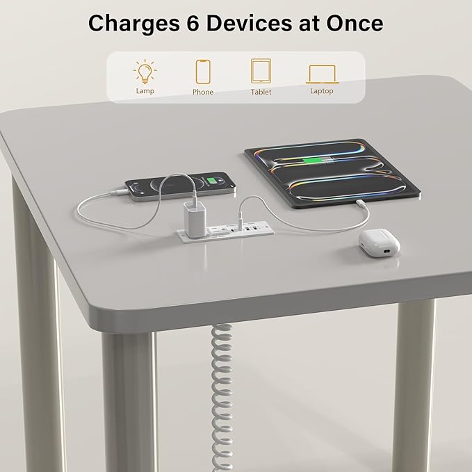 Recessed Power Strip USB C 65W Fast Charging Station,in Drawer Outlet,Furniture Flush Mount for Desktop,Workspace Essential Desk Outlet (White, 6FT)