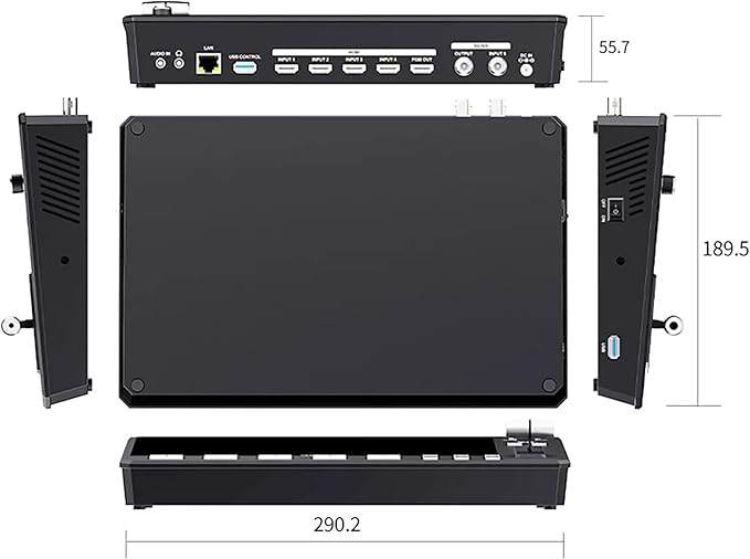 Feelworld L4 Switcher 10.1 Inch Touch Screen Multi-Camera Video Mixer Switcher,4xHDMI,SDI,Audio Input/Output,App/PTZ Control,USB3.0 Fast Streaming,Built-in Cooler,13 Transitions