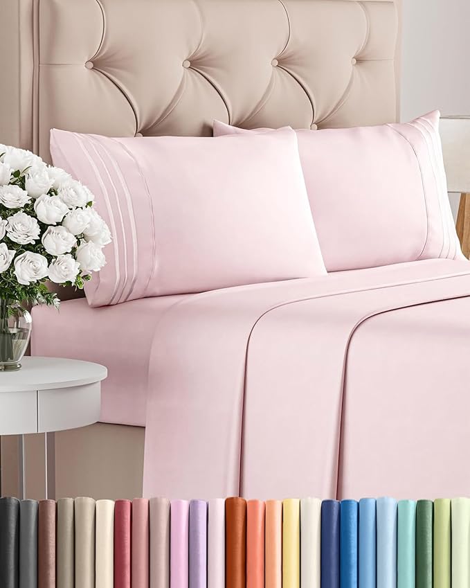 Full Size 4 Piece Sheet Set - Comfy Breathable & Cooling Bed Sheets Set - Hotel Luxury Bedding for Women, Men, Kids, Teens, Boys & Girls - Deep Pockets, Soft, Wrinkle Free - Oeko-Tex - Lavender Pink