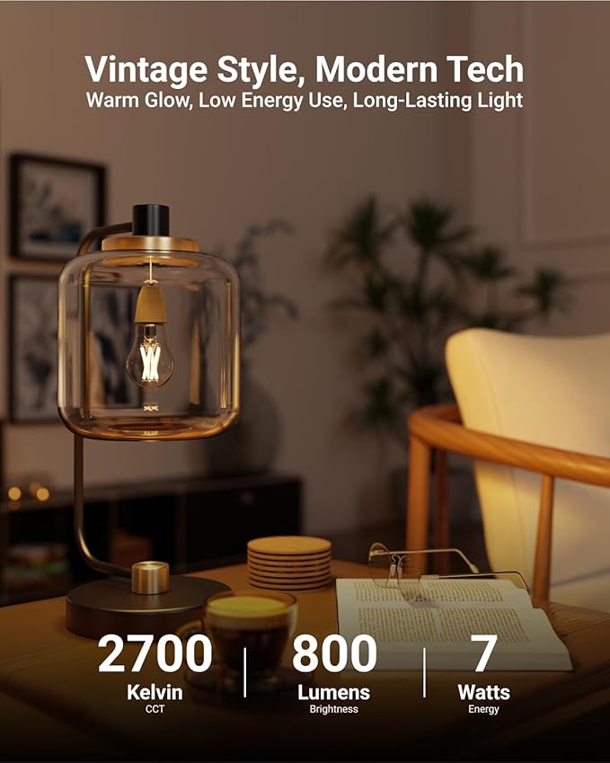 Sunco 24 Pack A15 Light Bulb LED, Edison Style Bulb, Dimmable Vintage Filament Lighting, 800 LM, 7W (60W Equivalent), 2700K Soft White, E26 Medium Base, Wet Rated UL