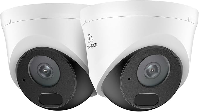 SANNCE 5MP HD PoE Dome Security Camera - 100ft Dual IR Night Vision, Human and Vehicle Detection, IP67 Weatherproof, H.265+ IP Surveillance Camera for Indoor Outdoor(2 Pack)