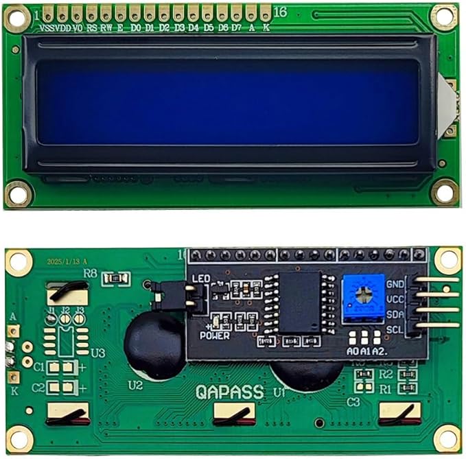 Haldzemo 1602 LCD Screen Display Module 1602A 16x2 Character Serial Blue Backlight DC 5V with IIC/I2C Interface Adapter Board (2 Pack)