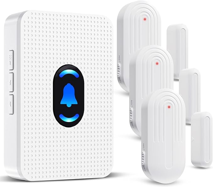 Daytech Wireless Door Chime Alarm System - 800ft Long Range, 20 Melodies, 5 Volume Levels, 3 Sensors + 1 Receiver for Business, Home & Office Entry Alerts