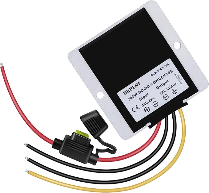 dkplnt 20A 240W 12v Golf Cart 48V 36V to 12V Converter Voltage Regulator Reducer Transformer with Fuse