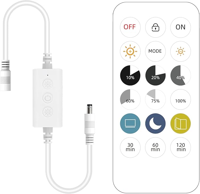 Pandery Remote Dimmer LED Controller Kit, App Control 2.4G RF Wireless Remote Control,DC 5-24V for 3528/2835/5050/COB LED Strip Lights,with Timing Function,Music Mode,(Single Color)