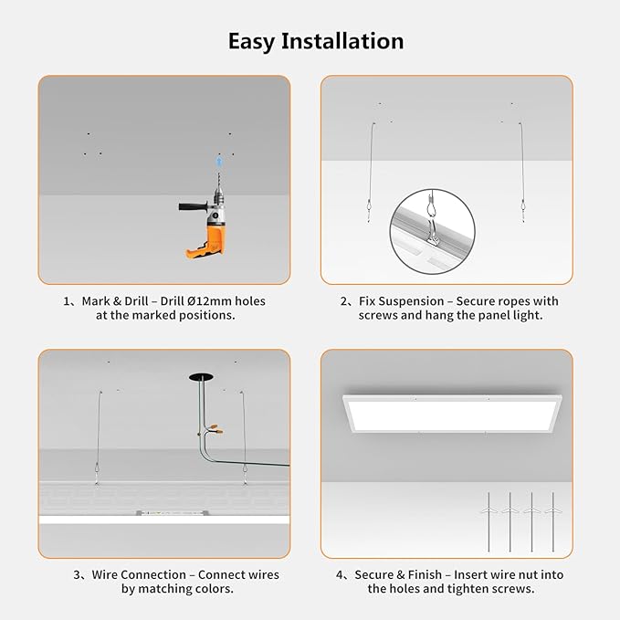 AIKVSXER 24 Pack 1x4 LED Flat Panel Light, 50W 5500LM Surface Mount Ceiling Fixture, 3CCT (3000K/4000K/5000K), Ultra-Thin 48In, 10-100% Triac Dimmable for Kitchen, Garage, Office, Basement