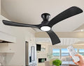 Gaizw Black Ceiing Fans with lights and Remote Control,52 Inch Modern Wooden Fan,Quiet Reversible Motor,Flush Mount Ceiling Fan with Light, Fandelier For Ventilation in Kid's Rooms,Bedroom,Farmhouse