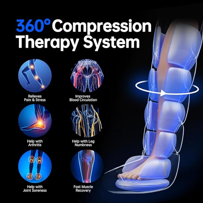 Heyelax Leg Compression Massager for Circulation and Pain Relief FSA, Recovery Boots Sleeve for Fast Therapy, Cordless Leg Massager with Heat as Ideal Gifts for Men Women (Large1-Pack)