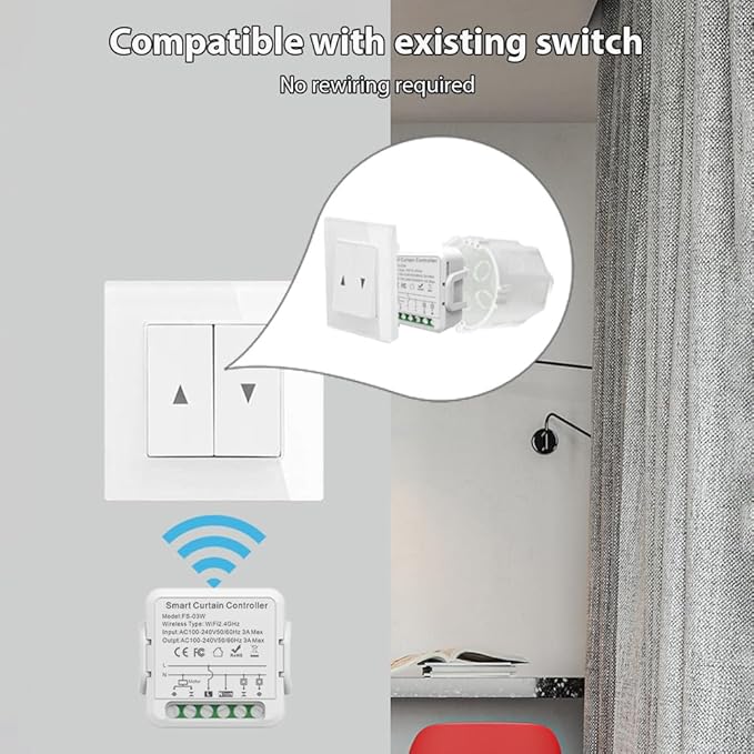FTVOGUE Smart Curtain Controller Zigbee Switch, Voice Control, Timer, Shared Devices, Smart Relay Switch, for Home Hotel Apartment Office, with Smart Timing Function (4Pcs)