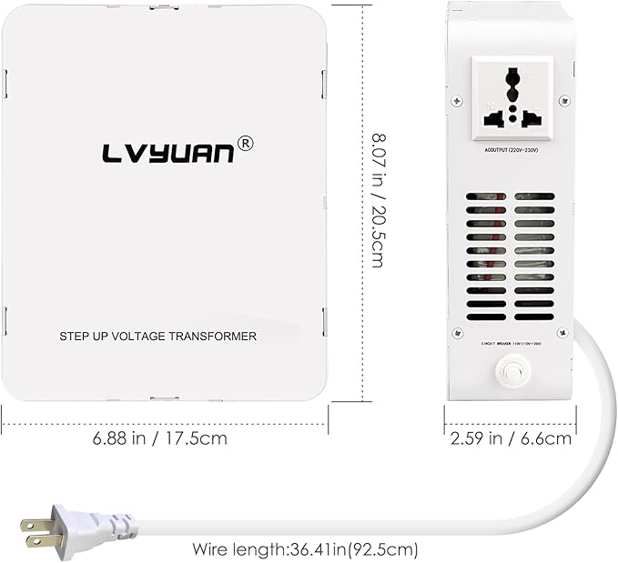 LVYUAN 1000W 110/120V to 220/240V Voltage Converter Step Up Transformer Electrical Converter with Circuit Breaker Protection for Euro China Korea Appliances[3 Year Warranty]