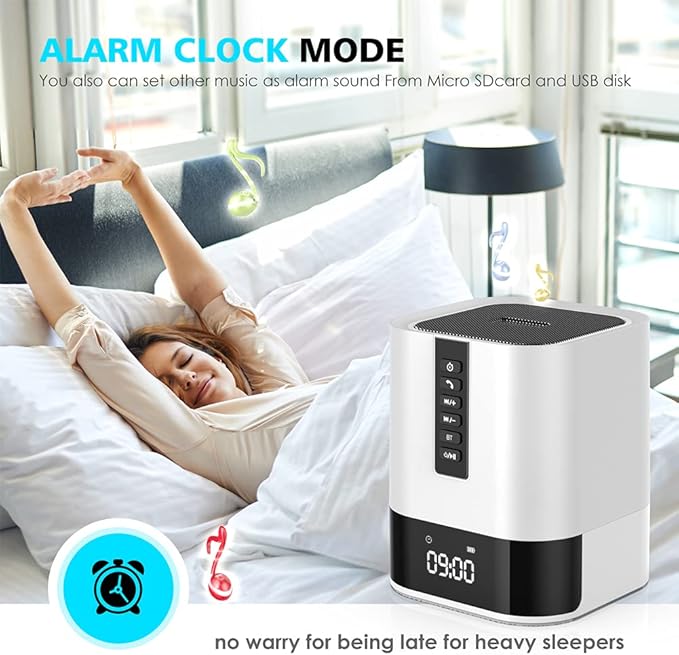 Hetyre Night Light Bluetooth Speaker, 5 in 1 Touch Control Bedside Lamp Dimmable Multi-Color Changing, Bedroom Alarm Clock, Best Birthday Gift Ideas for 10 11 12 13 14 Year Old Teenage Girls/Boys