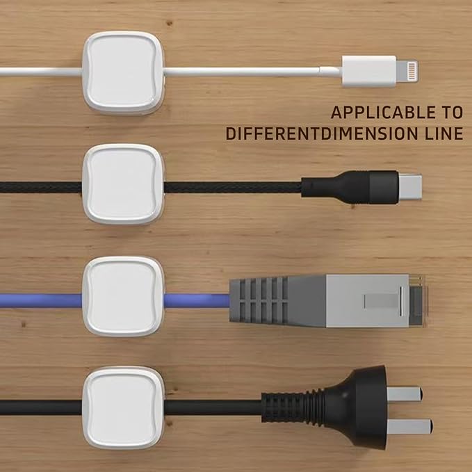 10 Pack Cord Organizer Holder,Magnetic Cable Clips for Desk Nightstand,Cable Management Clips,Desk Cable Holder Clips Adhesive Phone Charging Cable Keeper for Office Home Desktop Bedroom, White