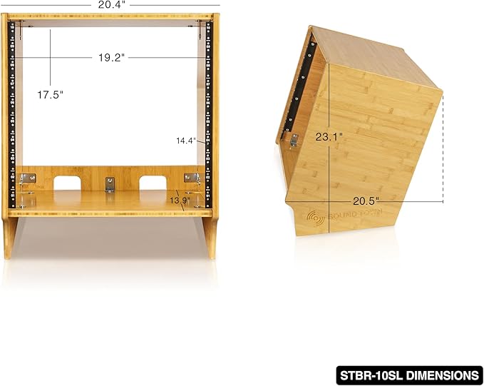 Sound Town DIY 10U Angled Desktop Turret Studio Rack, Solid Carbonized Bamboo, Assembly Required (STBR-10SL)