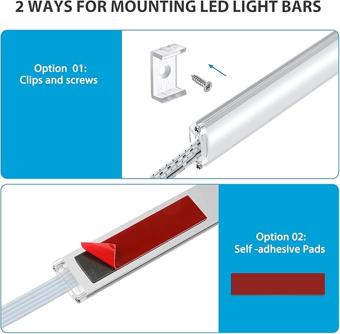 Kitchen Under Cabinet LED Light. RGBW. Color Change & Super Bright Cool White Light. Remote with Dimming. 6 LED Light Bars with Power Adapter, Extension Cable. Plug in. Easy to Install. RGB + 4000K.